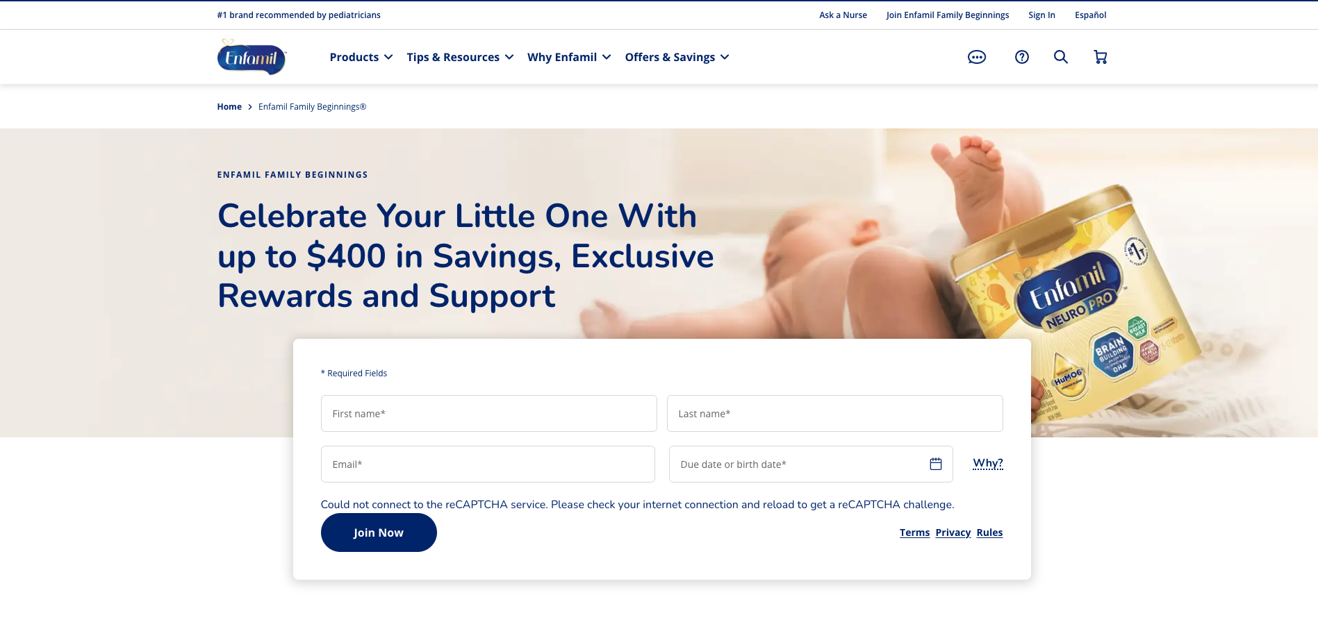 Free baby formula samples